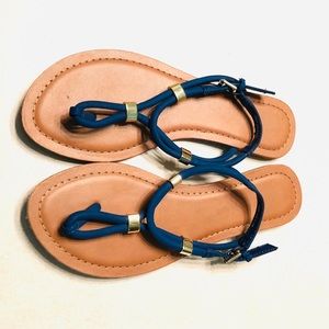 American Eagle Navy Gold Accents Strappy Sandals 6